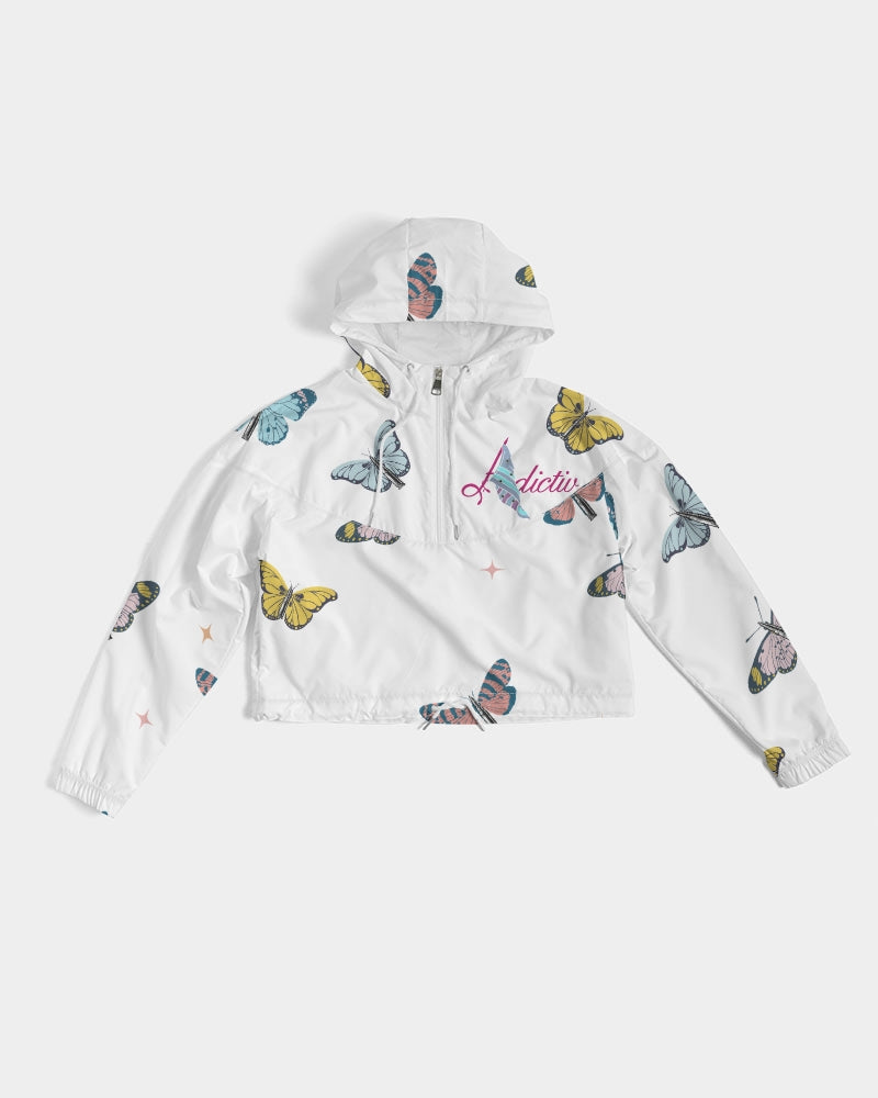 Adictiv w/ a bullet butterfly and logo Women's Cropped Windbreaker